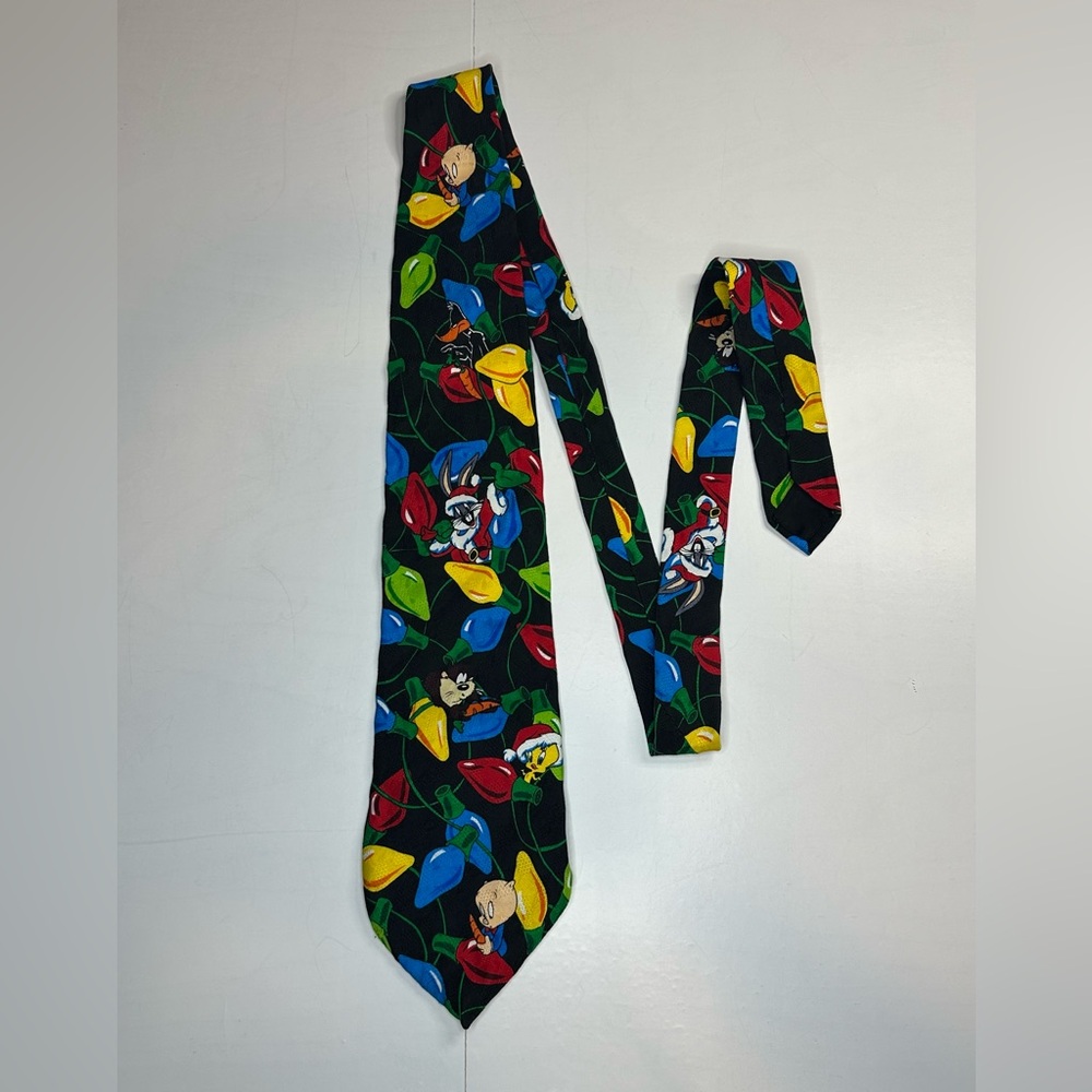 Looney‎ Tunes Mania Christmas Men’s Silk Tie Vintage Holiday Warner Bros 1995
